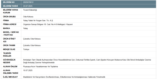 Ünlü markanın ürünü piyasanın toplatılıyor